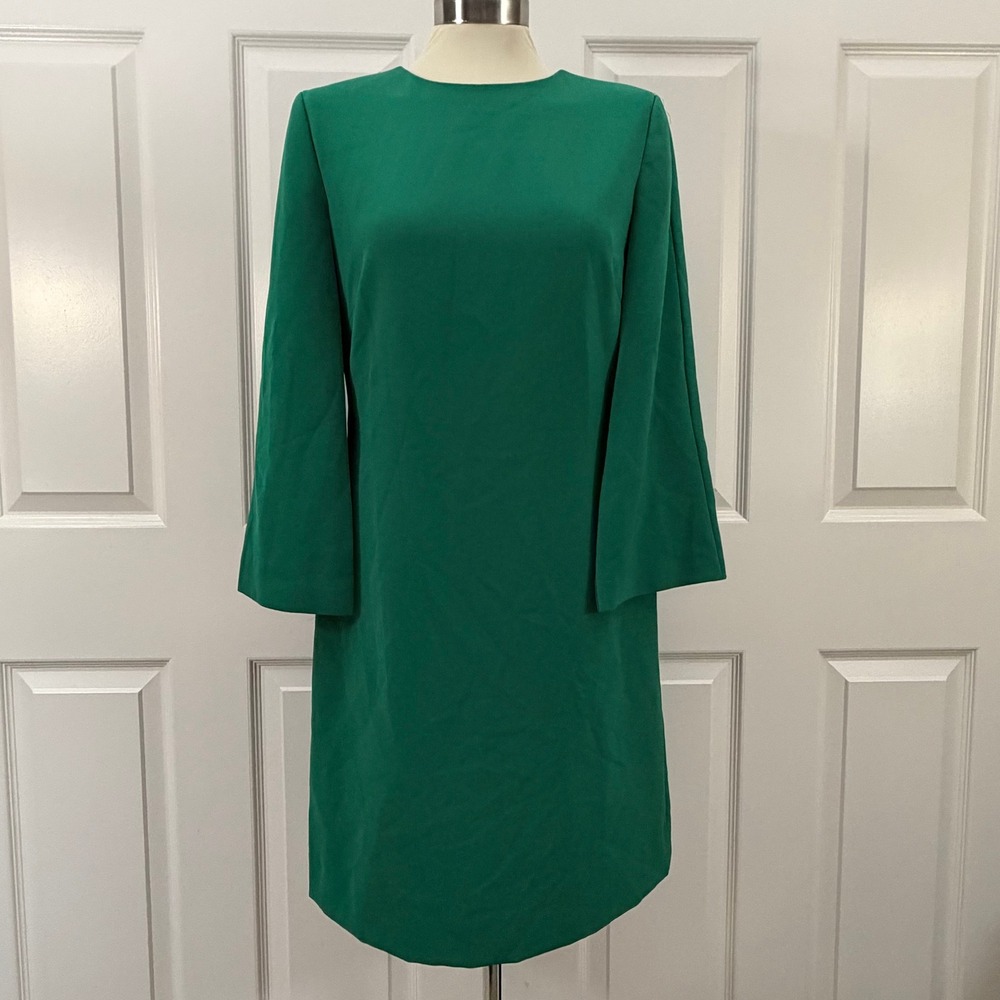 Tahari Emerald Green 3/4 Cape Sleeve Shift Cocktail Evening Dress Womens 4